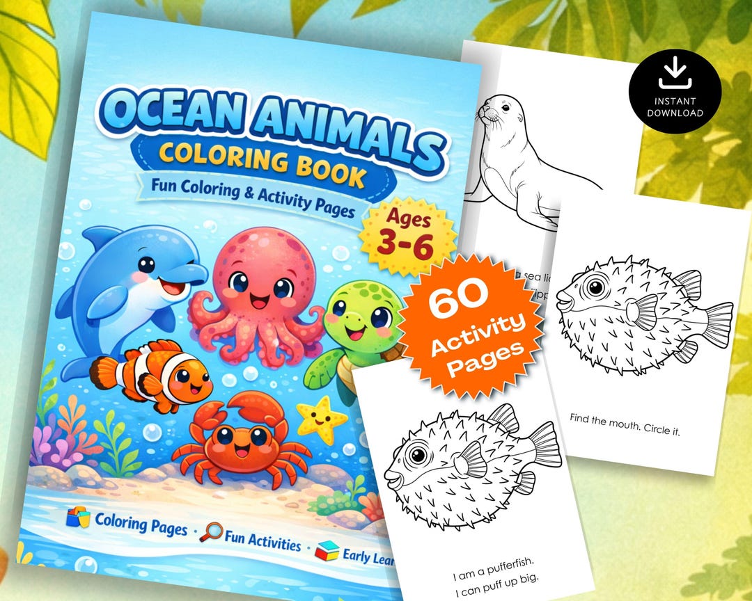 Ocean Animals Coloring & Activity Book for Kids Ages 3–6 Printable ...