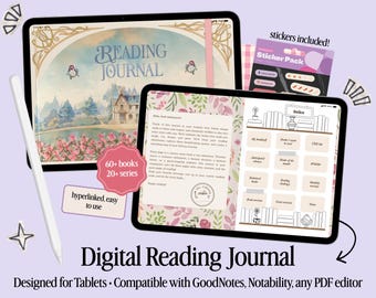 Digital Reading Journal for Book Lovers, Reading Tracker for iPad, GoodNotes Notability Book Journal