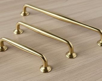 Tiradores de latón macizo sin lacar para armarios – Tiradores de cajón estilo NESTON en oro cepillado | Herrajes de lujo para cocina y muebles