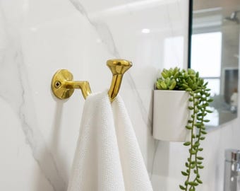 Solid Brass Wall Hook, Gold Coat Hook, Modern Towel Hook, Minimalist Robe Hook, Bathroom Hardware, Entryway Wall Hanger