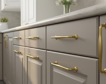 Unlacquered Solid Brass Cabinet Pull Handles – Brushed Gold NESTON Style Drawer Pulls | Luxury Kitchen & Furniture Hardware