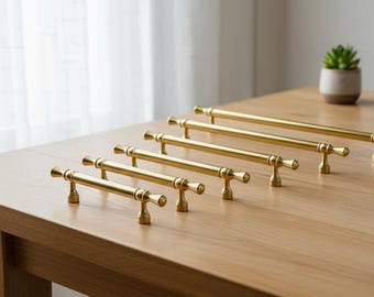 Solid Brass Cabinet Handles Callington, Unlacquered Kitchen Pull Handles, Vintage Brass Drawer Handles, Handmade Hardware