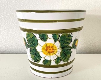 Maceta de cerámica italiana pintada a mano / Maceta vintage hecha en Italia