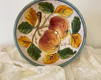 Vintage Italian Pottery Bowl | Hand Painted Fruit Design | Rustic Deruta Style