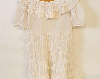 Vestido vintage de los años 60 para niña con volantes, talla 6 / Vestido de fiesta Merry Girl First Lady / Vestido infantil estilo Cottagecore Prairie / Accesorio para fotos