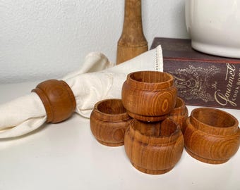 Vintage Dansk Teak Napkin Rings | Set of 6 | Danish Modern MCM Table Decor