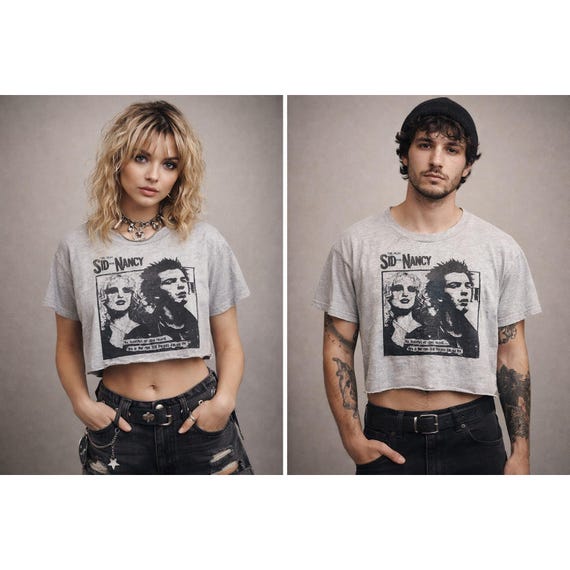 Vintage Sid Vicious Nancy Punk Crop T Shirt 90s Y2K DIY Cut Grunge