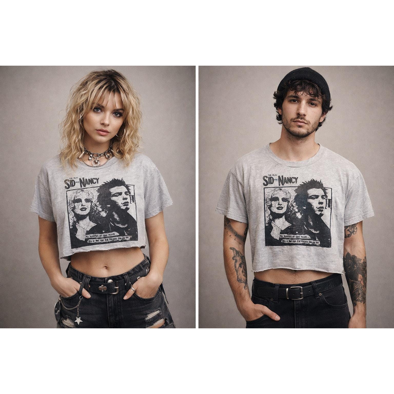 Vintage Sid Vicious Nancy Punk Crop T Shirt 90s Y2K DIY Cut Grunge 
