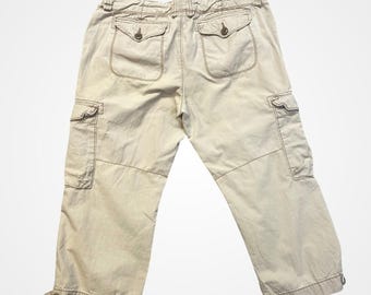 Polo Jeans Co Ralph Lauren Pantalones Cargo Mujer 10 Tan Excelente Ripstop Recortado