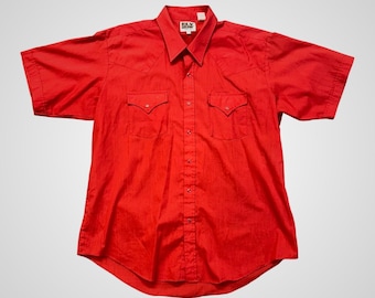 Ely Cattleman westernshirt heren XL rood Excellent, korte mouw, drukknoopsluiting aan de voorkant