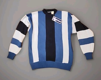 Puritan Men's Wool Blend Grandpa Sweater Large Striped Crew Neck Pullover Retro