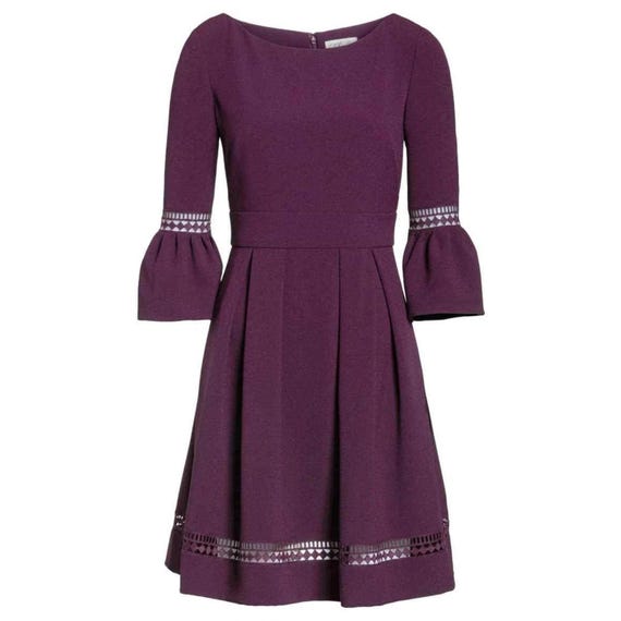 Eliza J Women's Western Midi Dress Size 0 Fit Flare Burgundy Purple