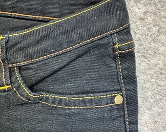 Southpole Jeans Shorts Damen 13 Schwarz Ausgezeichnet Y2K Kontrast Stitch Bestickt
