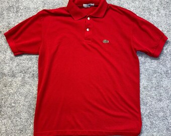 Lacoste Pikétröja Herr L Röd Vintage Chemise Tillverkad i Frankrike Pike