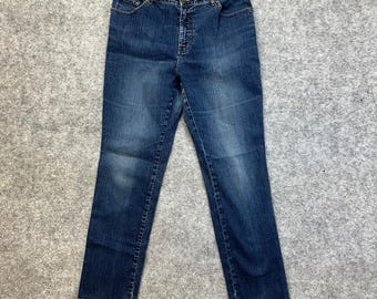 Westport denim jeans met rechte pijpen dames maat 10 blauw geborduurde hoge taille