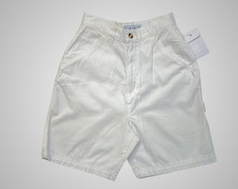 Real Comfort Carpenter Shorts Womens 4 White New Utility High Rise Cotton Twill