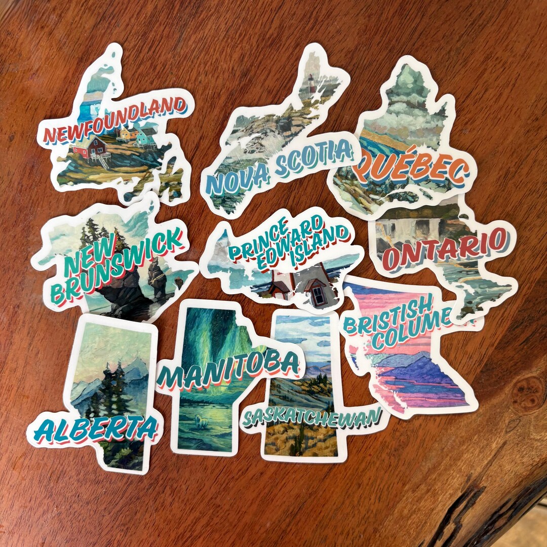 Canadian Province Die-cut Sticker Set, Travel Journal Sticker, Laptop ...