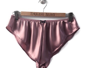 Women Pure Silk Briefs Side Tie Thong Panties Underwear Underpant Knicker Coffee