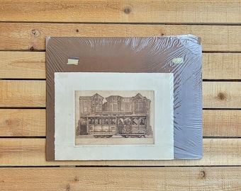 Vintage San Francisco Cable Car Matted Signed Lithograph Print by Wayne Gordon