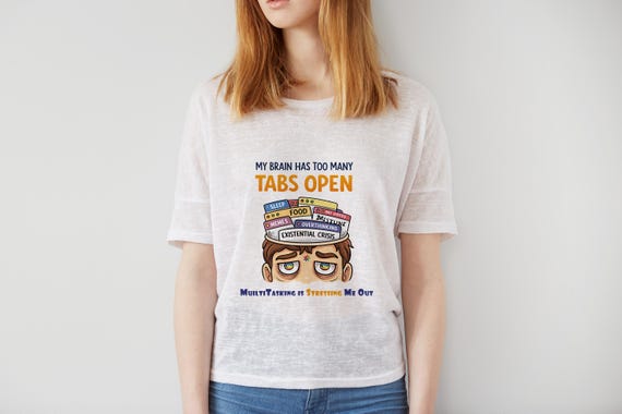 Funny Mental Health PNG | Brain Tabs Design, Overthinking Humor (Digital Download)