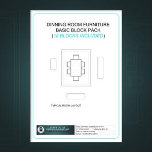 Matrumsmöbler CAD-block DWG DXF Bord Stolar Buffé Hutch Skala 1 till 1 Rymdplanering