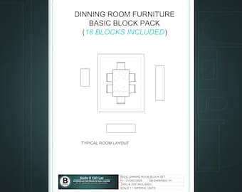 Esszimmer Möbel CAD Blöcke DWG DXF Tisch Stühle Buffet Hutch 1 zu 1 Raumplanung