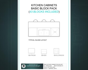 Küchenschrank CAD-Blöcke DWG DXF Base Wand Hochschränke 1 zu 1 Interior Design Zeichenwerkzeuge