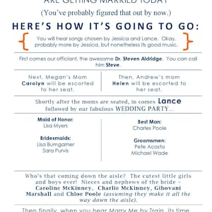 Printable Funny Double Sided Wedding Programs, Digital File