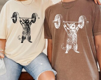 Funny Cat Weightlifting Shirt, Gym Cat T Shirt, Workout Cat Tee, Fitness Lover Gift, Cat Lover Gym Shirt