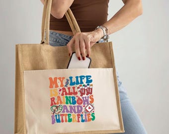 My Life is Rainbows and Butterflies Tote Bag, Funny Phlebotomy Lab Tech Gift, funny phlebotomy bag, gift for phlebotomist
