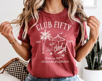 Club Fifty Birthday Shirt, Personalized 50th Birthday Tee, Custom Beach Birthday Shirt, Vintage 1976 Birthday Gift