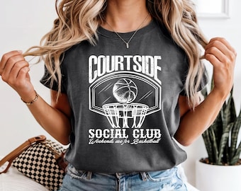 Courtside Social Club Shirt, Comfort Colors Basketball Tee, Game Day  basketball sweatshirt, Vintage Sports Top, Basketball Mom Gift