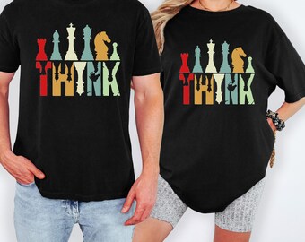 Chess Think Shirt, Comfort Colors Chess Player Tee, Retro Strategy Game Shirt, Vintage Chess Piece Top, Grandmaster Gift