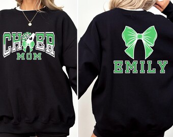 Custom Cheer Mom, Dad, Coach Shirt, Comfort Colors Cheer Tee, Personalized Cheerleader Mom, dad, sister Game Day Bow Shirt, Cheer Gift,