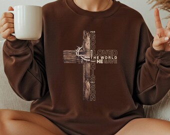 For God So Loved The World, Comfort Colors Christian Tee, John 3 16 Cross Shirt, Faith Based Gift, Bible Verse Top, Aesthetic Jesus