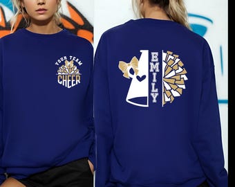 Custom Cheer team and girl Shirt, Comfort Colors Cheerleading Tee, Personalized Cheer Girl Name, Team Spirit Shirt, Cheer mom Gift
