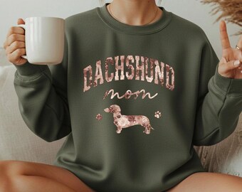 Dachshund Mom Sweatshirt, Comfort Colors Doxie Mama Tee, Floral Dog Lover Gift, Weiner Dog Mama Shirt, Aesthetic Puppy Mom Apparel