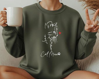 Custom Cat Mom Sweatshirt, Comfort Colors Cat Mama Shirt, Personalized Cat Name, Minimalist Pet Lover Gift, Aesthetic Fur Mama Tee