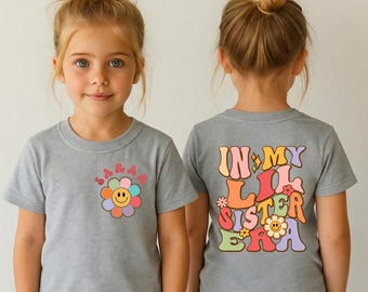 In My Little Sister Era Shirt, Custom Name Sister Tee, Personalized Kids Shirt, Little Sister Announcement Tee