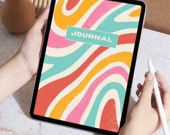 Digital färgglad randig journal