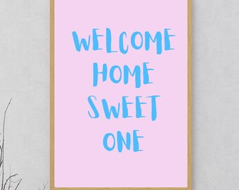 Póster digital "Bienvenido a casa, dulce" I Decoración del hogar