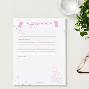 Pink Microscope Experiment Protocol Canva Template | STEM Girly Digital Planner | Printable Template
