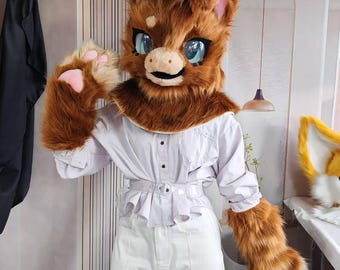 Custom Kigurumi Mask | Furry Mask + Paws + Tail + Beast Feet | Cosplay Costume | Halloween Props | Personalized Fur Gifts