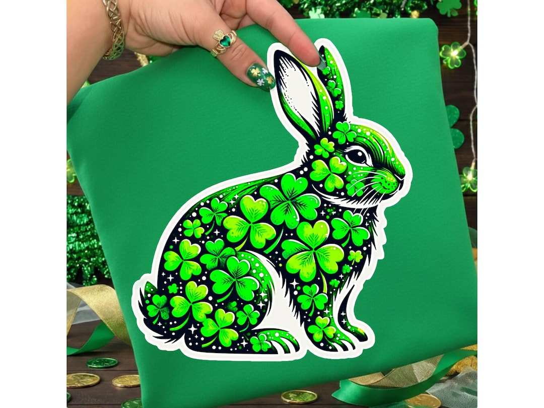 Shamrock Rabbit St Patrick’s Day Bunny PNG | Shamrock Clover Rabbit PNG | Cute Irish ...