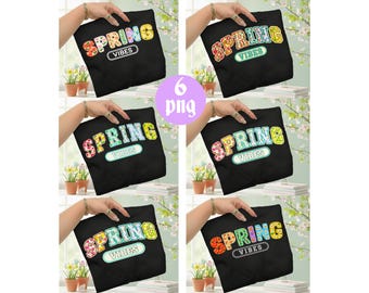 Floral Varsity Spring Vibes PNG Bundle (Digital Download)