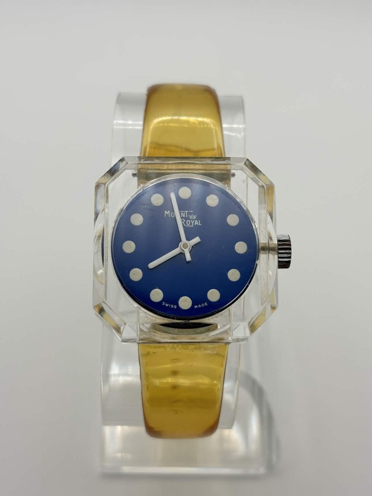 Vintage Mid Century Swiss Marbled Pearl Lucite Round Face Wrist Watch Lucite Swiss Watch - Etsy Canada main image 3