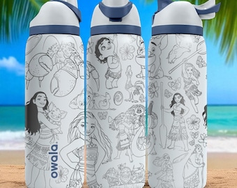 Engraved Island Adventure Tumbler – Owala Water Bottle with Polynesian Ocean Design – Laser Engraved Cup – 16oz 24oz 32oz 40oz