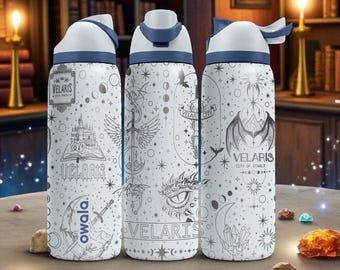 Velaris City of Starlight Engraved Owala Bottle – Fantasy Starry Design – Stainless Steel Cup 16oz 24oz 32oz 40oz