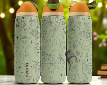 Fairy Princess & Frog Engraved Owala Tumbler – 16oz 24oz 32oz 40oz Magical FreeSip Cup – Storybook Gift for Girls