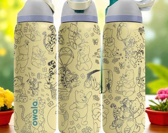 Kubek Owala z grawerunkiem Bear & Friends – 16 uncji, 24 uncje, 32 uncje, 40 uncji, Storybook FreeSip Cup – uroczy prezent dla miłośników książek
